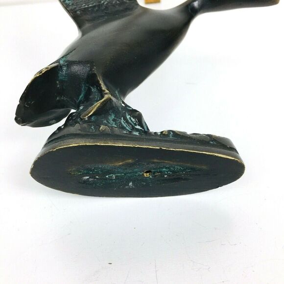 Vintage Bronze Duck Bird Taking Flight Sculpture Figurine 7" X 6" - Picture 8 of 11